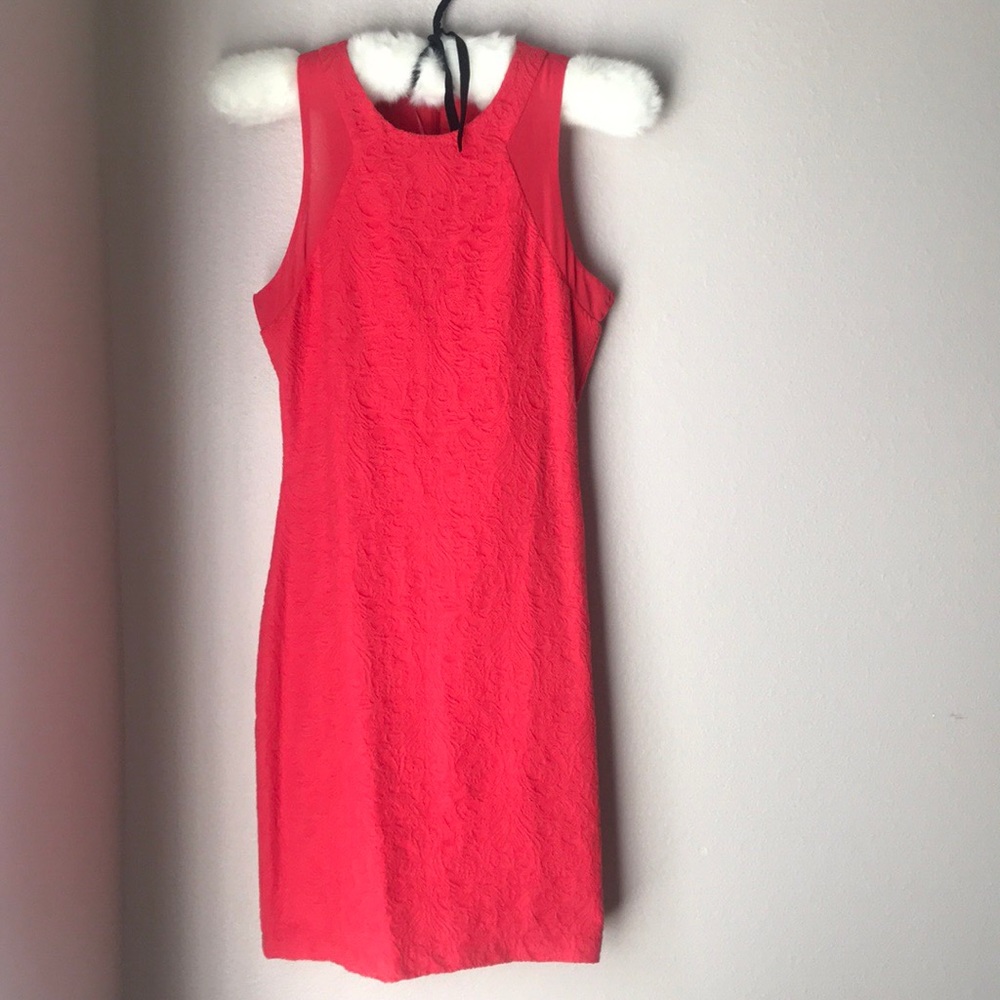 Zara coral/pink embroidered dress size Xs